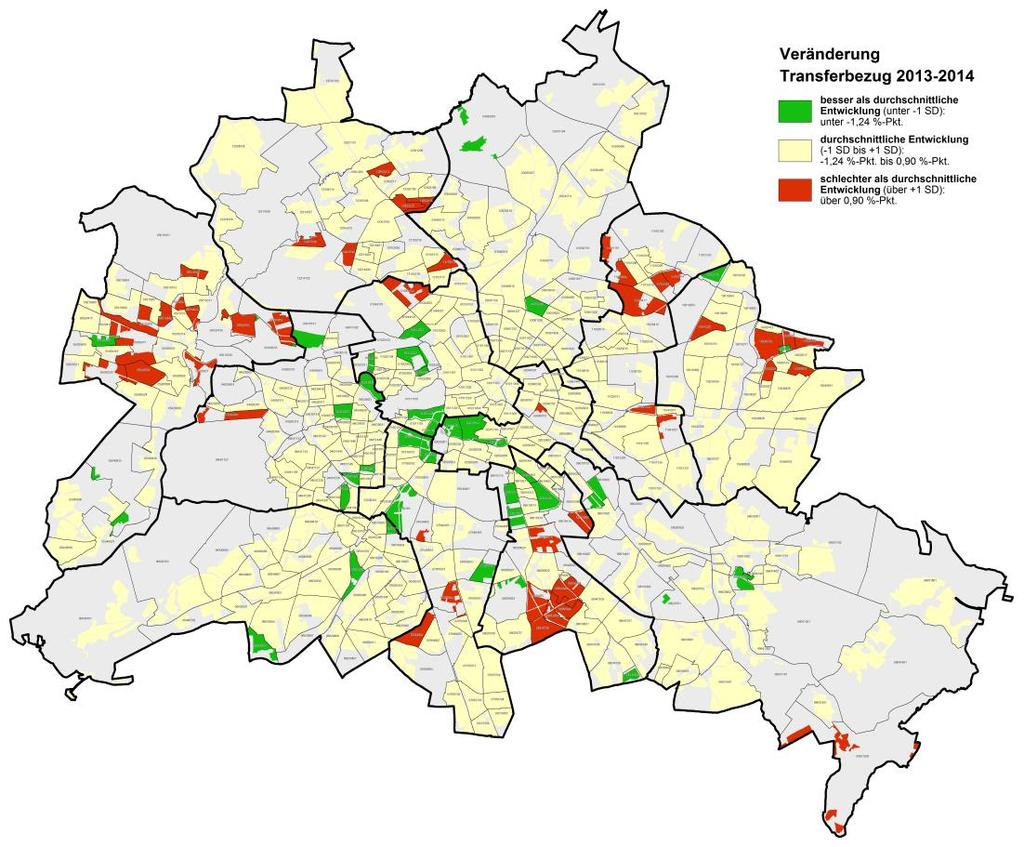 Monitoring Soziale Stadtentwicklung Berlin 2015 Karte 9: Dynamik-Indikator 3 Veränderung Transferbezug (SGB II und SGB XII) 31.12.