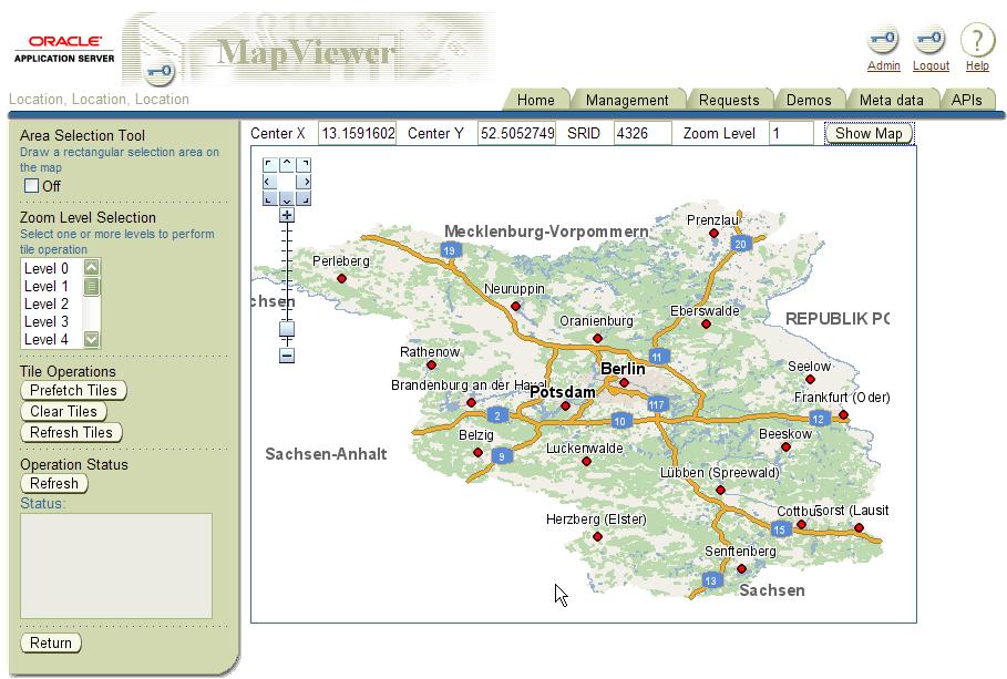 Oracle MapViewer / MAPS Kartendienste - Provider und Client gleichermassen Beispiel: MapViewer als