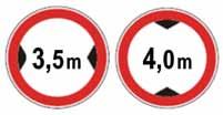 6.3 Označitev podvoza in drugih zožitev na dovozni poti za gasilska vozila (1) Prečna ali višinska sprememba prometnega profila/zožitev dovozne poti (npr.