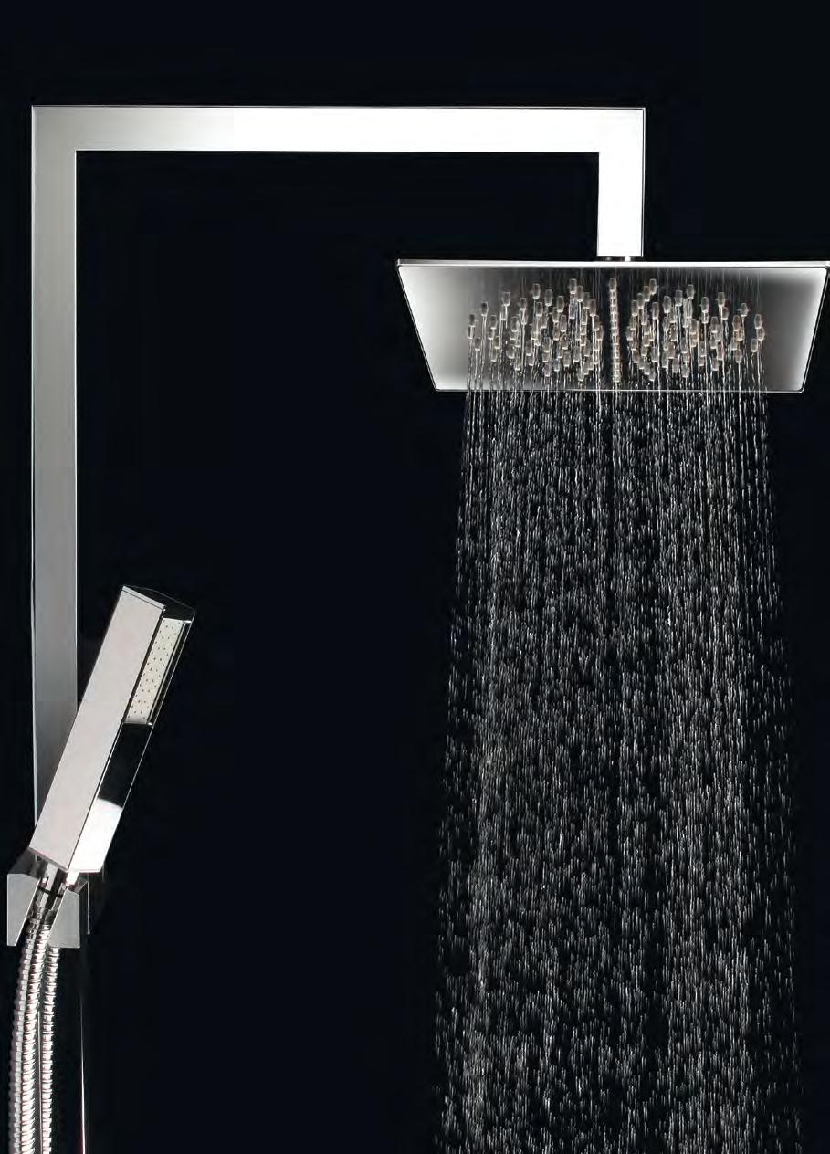20 Soffione in acciaio 20x20 cm orientabile anticalcare. Adjustable self-cleaning stainless steel 20x20 cm overhead shower.