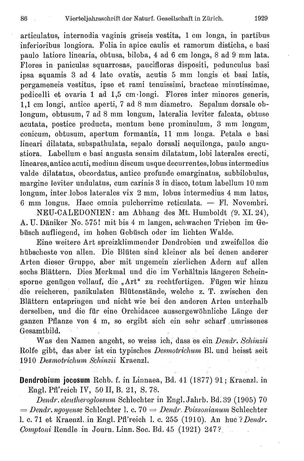 86 Vierbeljahnsschnift der Naiturf. Gesellschaft in Züric. 1929 articulatus, internodia vaginis griseis vestita, 1 cm longa, in partibus inferioribus longiora.
