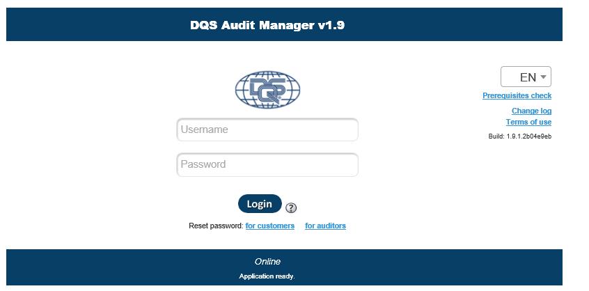 Login You can log in at https://auditmanager.dqs.