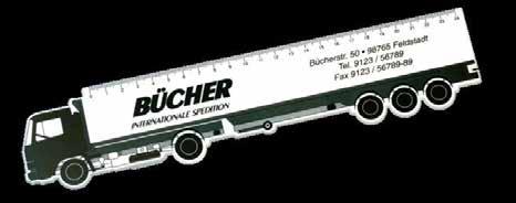Sämtliche Lineale mit cm oder inch Skala lieferbar! Ruler Truck, 15 cm scale, incl. 4c digital imprint on 1 side!