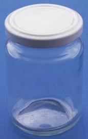 12 Pharmagläser, Honiggläser Bocaux pharma/ à miel Pharmagläser (Honiggläser) niedere Form Klarglas, für Twist-Off-Deckel Verres pharma (pots à miel) forme basse verre clair, pour couvercle Twist-Off