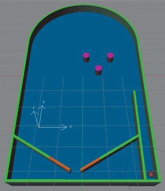 Praxis Spieleentwicklung mit Blender Um die gekippten Flipper parallel zum Tisch, also um ihre lokale z-achse zu drehen, stellen Sie den Drehpunkt (Pivot) auf Active Object und geben die Tastenfolge