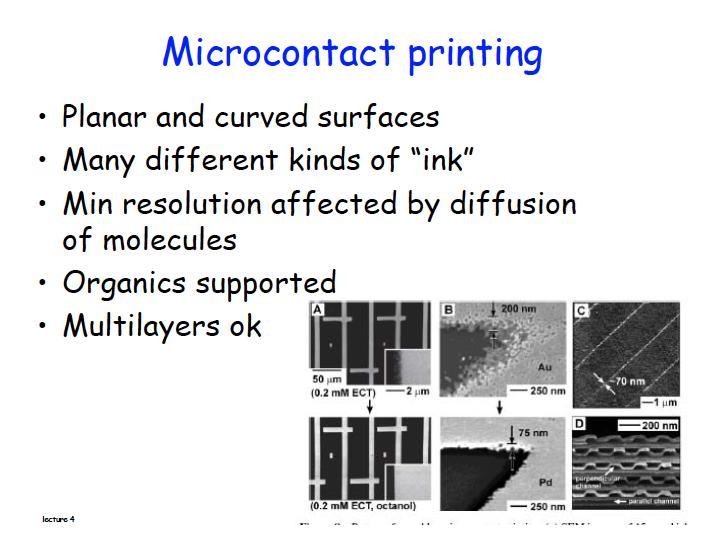 Micro- and nanofluidics: Microcontact- PrinEng Auf planaren und gekrümmten Oberflächen Viele unterschiedliche Arten