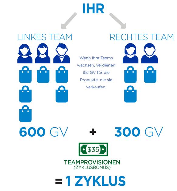 3. VERDIENSTMÖGLICHKEIT: TEAMPROVISIONEN VERDIENEN SIE PROVISIONEN DURCH DIE VERKÄUFE IHRER TEAMS Beim Aufbau eines Distributor-Netzwerks werden die Vertriebspartner in Ihrem Team Tree als rechtes