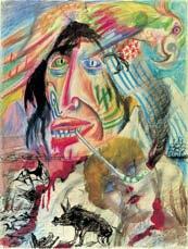 Otto Dix (1891-1969) Wildwest, 1922 Ölkreide, Aquarell, Tusche und Bleistift auf Papier / Oil stick, watercolor, ink