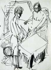 Ernst Ludwig Kirchner (1880-1938) Zwei Frauen am Tisch (Two women at the table), ca.