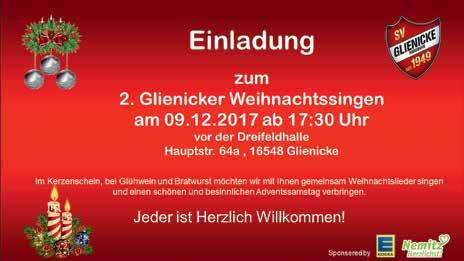 November von 9 bis 14 Uhr und am Sonntag, 3. Dezember von 9 bis 14 Uhr Nähere Informationen gibt Ihnen Erich Schumacher unter Tel. 033056 / 801 68 oder 0171 / 703 69 54 SPD vor Ort Am 3.