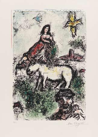 XX. Marc Chagall (Witebsk 1887-1985 St. Paul de Vence), "Les saltimbanques" (Die Gaukler), Farblithographie 1969, 76,2 x 53,7 cm, Abb. 57,3 x 39,8 cm, sign. num.