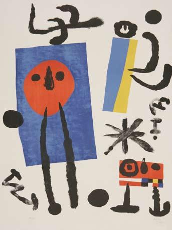 Joan Miró (Barcelona 1893-1983 Palma de Mallorca), "Famille d'oiseleurs" (Vogelfängerfamilie), Farblithographie