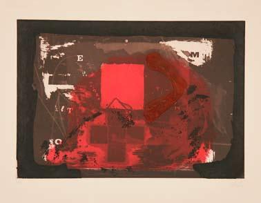 1923 Barcelona), "Marró i roig" (XYXY), Farbradierung mit Carborundum 1976, 56,2 x 76,5 cm, Pr.