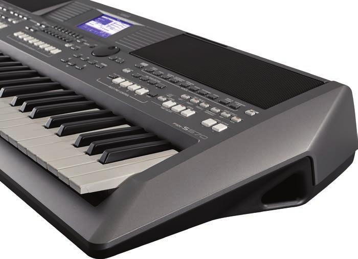 Mut zu Neuem: nach mehreren Seiten abgeschrägte Kanten. Positiv: Hartplastiktaster mit spürbarem Druckpunkt. Ein echter Hingucker ist das neueste Arranger- Keyboard Yamaha PSR-S670.