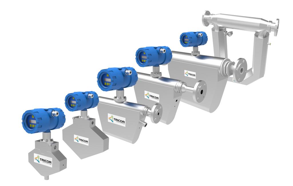 TRICOR - Coriolis Mass Flow Meters Description The TRICOR Mass Flow Meters measure simultaneously mass flow, volume flow, temperature and density and consequently can replace different measuring