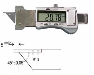 point jaws with long point 45 usable to 4-way measurement with metal casing with button on/off, /inch and zero display 12, reading 0,01 or