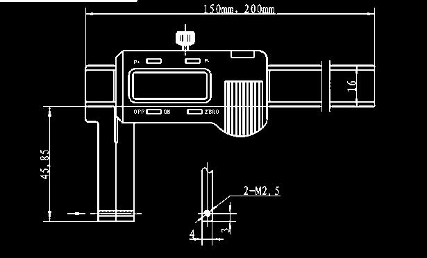 or depth of milling cutter or as height gauge base 100 x 10 x10 with big digital display - with on/off, /inch, zero - ON/OFF button reading 0,01 / 0,0005 Accuracy Anschlag Base Schnabel Jaw 02026230