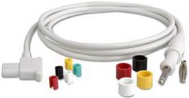 farbige Ringe, 3 braune Basisringe, 3 weiße Basisringe (AAMI und IEC), 3 Adapter für Bananenstecker, 1 Kabelrechen, 4 Trident-Mittelstrücketiketten (V1-V3, V4-V6, C1-C3, C4-C6) und Gebrauchsanweisung