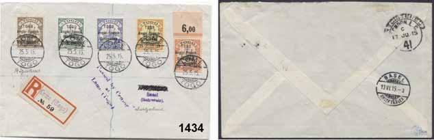 136 D E U T S C H E Togo 1434 Freimarken: Marken von Togo - Britische Besetzung 3, 5, 20, 25, 30 Pf. sauber gestempelt auf E - Brief in die Schweiz mit Ankunftsstempel "Basel" gepr.