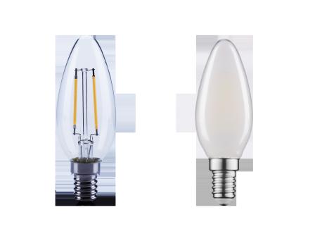NEU DIM LED Filament B35 Klassische Glühlampenform gewährleistet einfachen Austausch Sofortstart, 100 % Leuchtkraft direkt beim Einschalten Schafft behagliche Atmosphäre Keine UV- und IR Strahlung