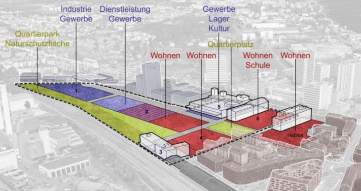 Bereich auf Wohnen; Organisches Weiterwachsen des St. Johanns. Bebauungsplan am 16. Mai 2018 durch den Grossen Rat verabschiedet.
