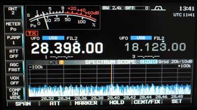 EMV Berechnung bei Fig. 19: P E = - 86 dbm U = 21 dbμv E 75 = 12 dbμv/m E 3 =40 dbμv/m. Fig. 19: Spektrum am 23.3.17, einem recht sonnigen Tag, von 28.273 bis 28.473 MHz, VOR den Entstörmassnahmen.