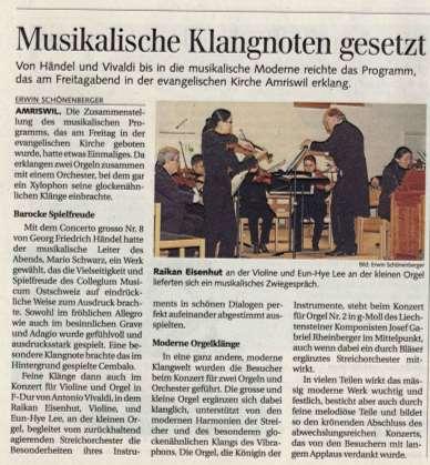 Orgelkonzert - St. Galler Tagblatt, Mo 27.05.