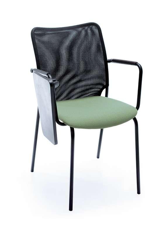 Stuhl Sola Tablar aus Kunststoff schwarz und grau (modellabhängig) Tablar rechts montiert Tablar abklappbar Sitz- und Rücken: Sitz- und Rückenfläche ergonomisch geformt, Sitzfläche gepolstert,