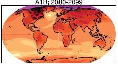 Temperaturänderungen in Erdbodennähe Szenario A1B IPCC,
