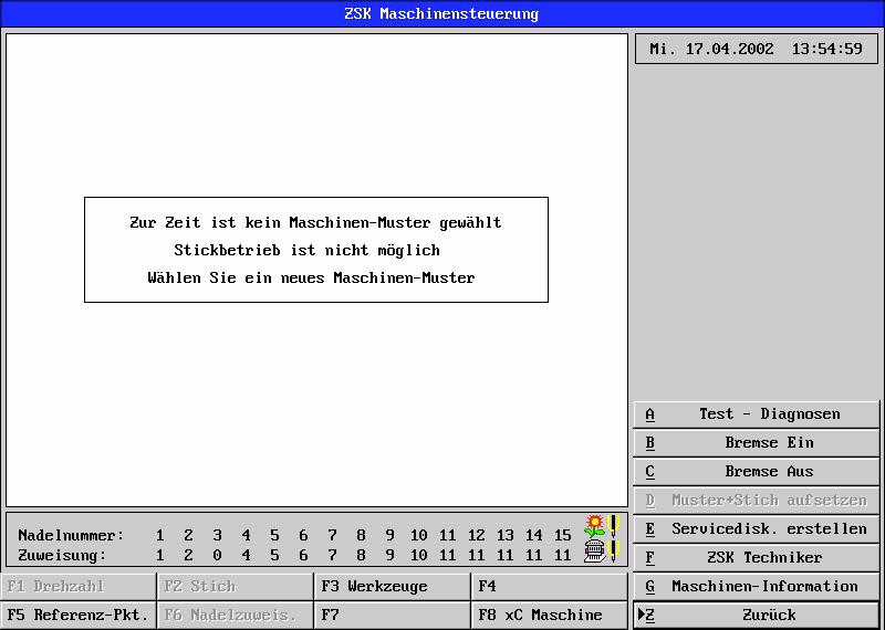 Abbildung 13: Service-Menü 00460507 Tastenkombination [Alt]+[G] Maschinen-Information betätigen. 00460057 Passwort-Eingabedialog Maschinen-Information wird aufgerufen.