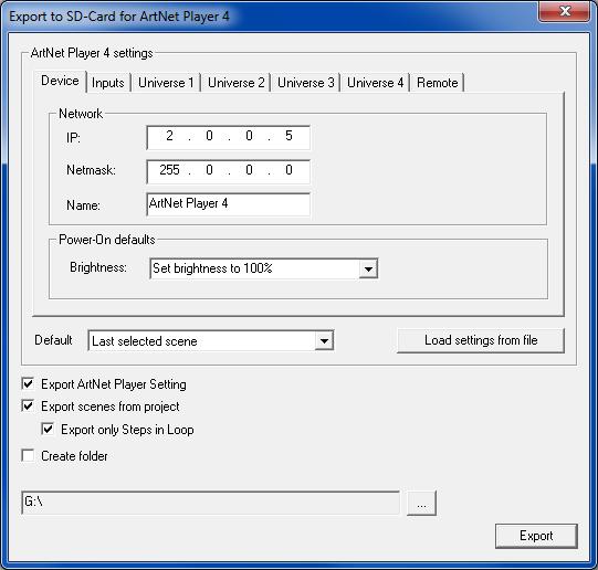 Konfiguration / Programme erstellen ArtNet Player 4 5 Die Konfiguration der Einstellungen und das Erstellen der Programme erfolgt benutzerfreundlich über das Windows-Programm DMX-Configurator.
