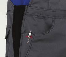 1 Schenkeltasche links mit Patte und Klette Elastische Träger mit schlagfestem und hitzebeständigem