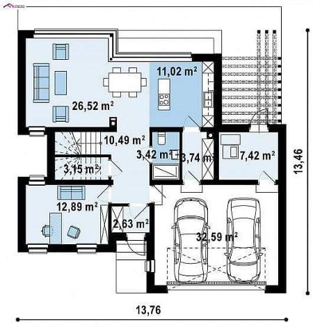 150 m², hinzu kommt eine Doppelgarage mit knapp 33 m² und Terrassen- und Balkonflächen.