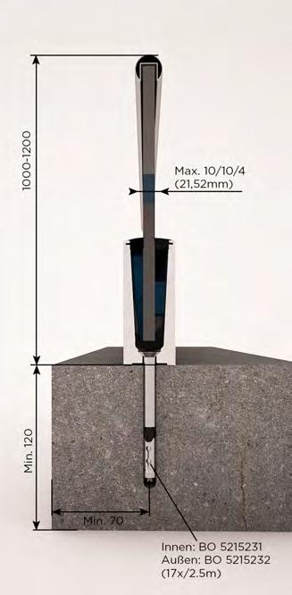 Bohle EasyMount Top VARIO 1,0 kn Bodenmontage 150mm 1 50mm (2500mm) 25mm (5000mm) 2 3