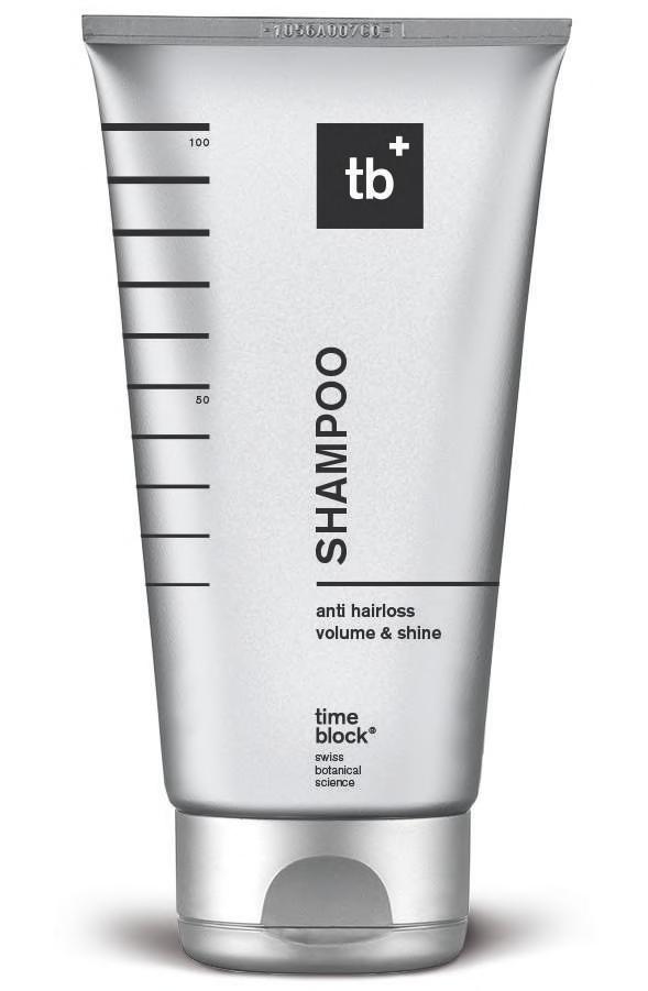 timeblock ANTI HAIRLOSS SHAMPOO VOLUME & SHINE EQUOL Zellaktives Anti-Haarverlust Shampoo mit dem Phyto-Östrogen Isoflavandiol (EQUOL), das dem anlagebedingten Haarausfall effektiv entgegenwirkt und