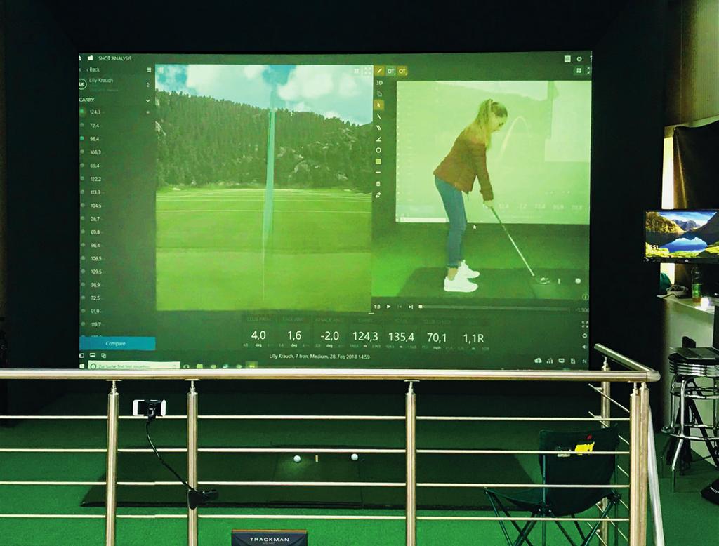 Zusätzlich zur Spielsimulation bietet TRACKMAN die Möglichkeit eine Video-, Schlägerkopf- und Ballfluganalyse auszuwerten.