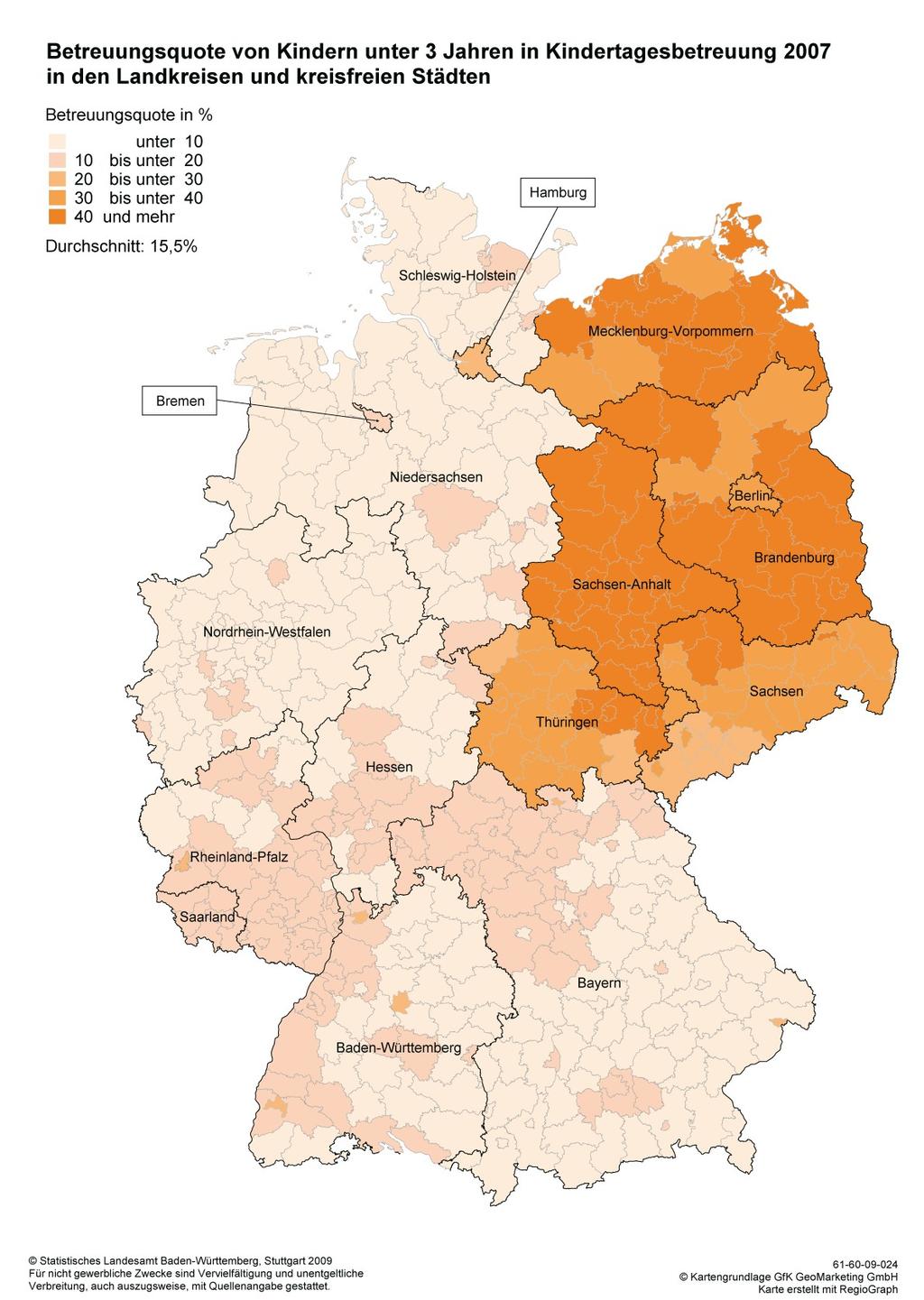 Freiburg: Spitze in Westdeutschland bei der Betreuung unter