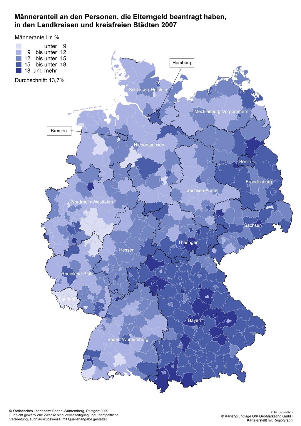 Freiburg: überdurchschnittlicher Anteil an Männern, die Elterngeld