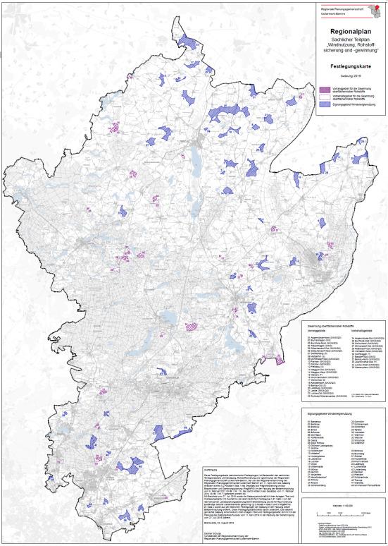 Regionalplan Uckermark-Barnim 2016 Sachlicher Teilplan "Windnutzung und Rohstoffsicherung und -gewinnung" Ausweisung von 48 Windeignungsgebieten auf einer Fläche von 9446 ha (= 2 %)