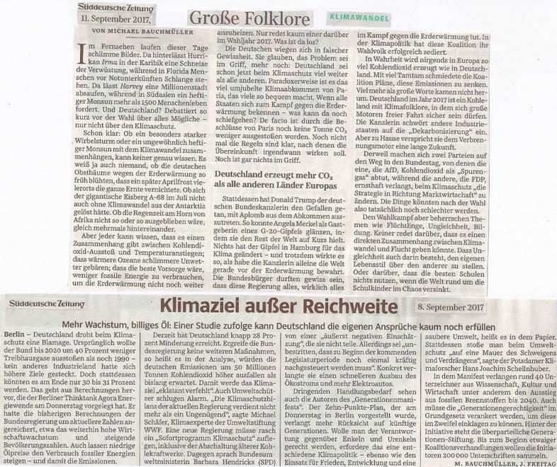 Berliner Zeitung 09.11.2009, Letzte Chance für die Klimakanzlerin 42.11.2012, Die heuchlerische Klimakanzlerin a.d. Süddeutsche Zeitung 21.12.2009, Nach uns die Sintflut http://www.frehsemeinung.