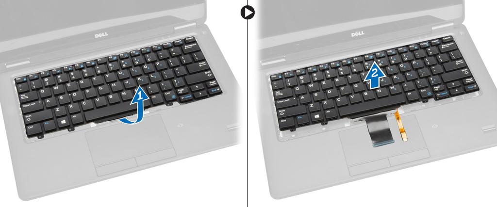2 Ziehen Sie die Schrauben fest, mit denen die Tastatur am Computer befestigt wird.