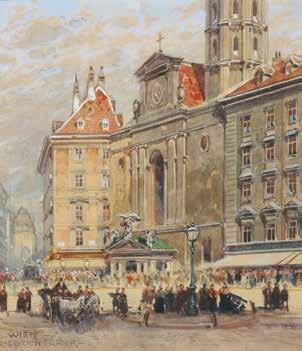 800, 27 ERWIN PENDL (Wien 1875-1945 Wien) Eisgrübl am Petersplatz 1897 Aquarell auf Papier 21,7 x 25,5 cm Signiert, datiert und betitelt rechts unten: Erwin Pendl.