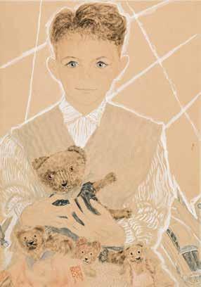 800, 98 ERWIN OSEN (Wien 1891-1970 Dortmund) Junge mit Teddybären 1959 Mischtechnik auf Papier 50 x 35 cm Signiert und datiert Mitte unten: ERWIN DOM OSEN 1959 21. V.