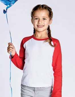 160 104 164 180 g/m 2 100 % Baumwolle 123 Kid s Raglan-T Zweifarbiges Unisex-Single-Jersey-T-Shirt mit Raglan Ärmeln und Krageneinfassung in