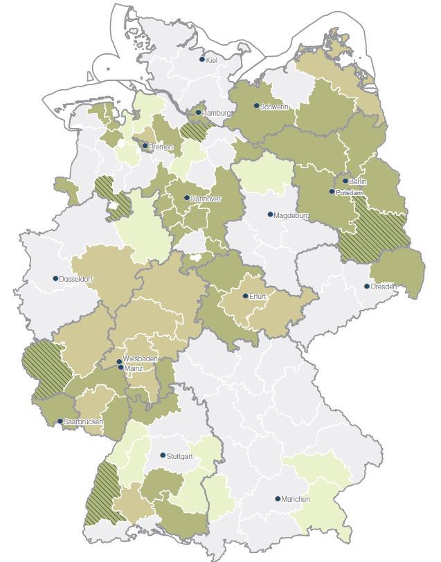 Konzepte nach Bezugsraum Träger der Regionalplanung vollständige Abdeckung in Brandenburg, Hessen, Rheinland- Pfalz, Saarland, Thüringen + Stadtstaaten