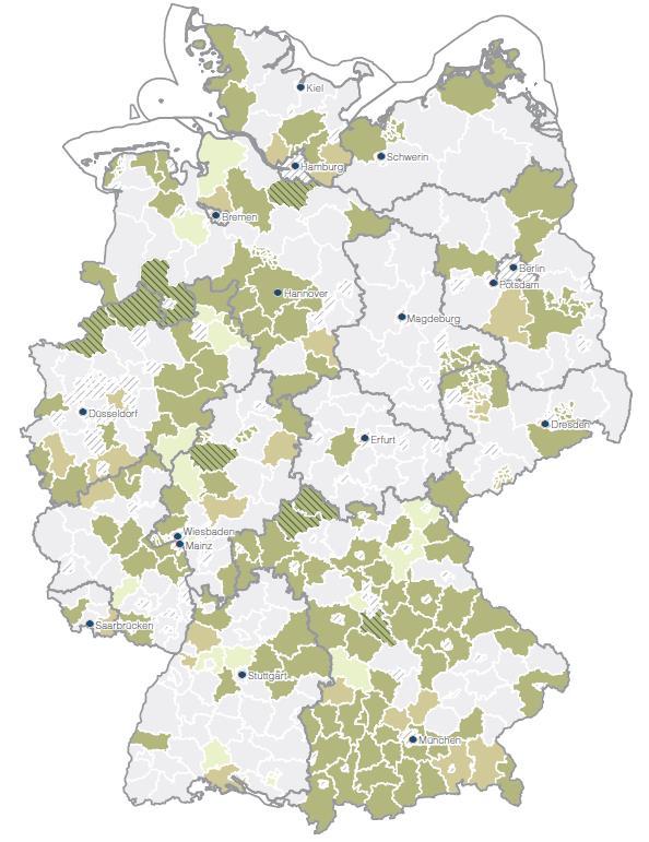 Konzepte nach Bezugsraum Landkreise und interkommunale Zusammenschlüsse 143 Konzepte davon 19 in Erstellung Bayern: 50 Konzepte Niedersachsen: 21 Konzepte Nordrhein-Westfalen: 19 Konzepte.