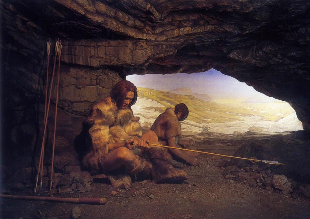 Station 11: 14 000 Jahre vor unserer Zeit Der Mensch erscheint Die ersten Menschen waren Afrikaner! Vermutlich verlassen die ersten modernen Menschen (Homo sapiens) Afrika vor rund 70 000 Jahren.