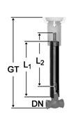 DN Grabentiefe Schutzrohrlänge Schlüssel- Spindelaufsatz Masse Suissetec stangenlänge Fig. 6662 GT (mm) (mm) (mm) (kg) 1 DIN 12 5.1 2 1 1 6.7 1 DIN 12 5.1 2 1 1 6.7 1 DIN 12 5.1 2 1 1 6.7 Einbaugarnitur Universal Fig.