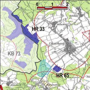 Kennung: HR 33 zwischen Moischeid und Gemünden Gilserberg Moischeid, Schönstein Flächengröße Suchraum: 52 ha Vorranggebiet: 75 ha 5.75 m/s bis unter 6.