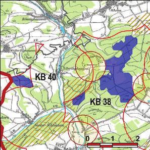Kennung: KB 38 Welsche Lied/Röth Korbach Alleringhausen, Goldhausen, Lengefeld, Rhena Flächengröße Suchraum: 164 ha Vorranggebiet: 231 ha 5.75 m/s bis unter 6.